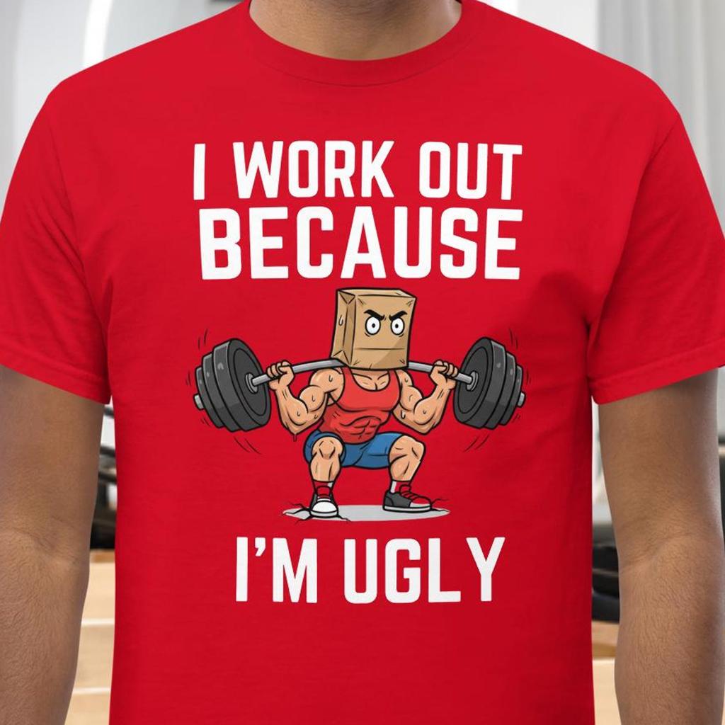 I work out because I'm ugly funny t-shirt | Novelty Tshirt