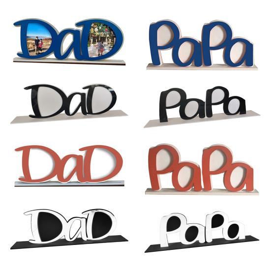 Father's Day Acrylic Photo Frame DIY PaPa Dad Letter Picture Frame Holder Table Sign Desktop Decoration Dad Grandpa Husband Birthday Festival Gift