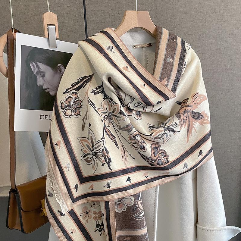 Новый ретро-модный искусственный кашемировый шарф для женщин зимой, утолщенный и теплый для шеи, шаль двойного назначения снаружи