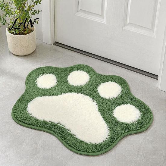 Decorative Cat Paw Mat Bath Mat, Non-Slip Soft Fluffy Rug, Absorbent Thickened Washable Cute Area Rug for Entrance Bathroom Bedroom Water Door