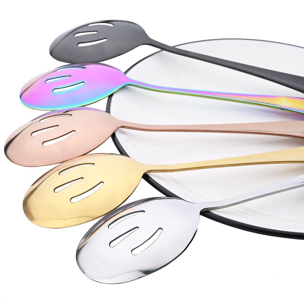 1Pc Serving Spoon Set Stainless Steel Hot Pot Spoon Colander for Dinner Household Public Dinnerware Slotted Spoon Kitchen Tableware
