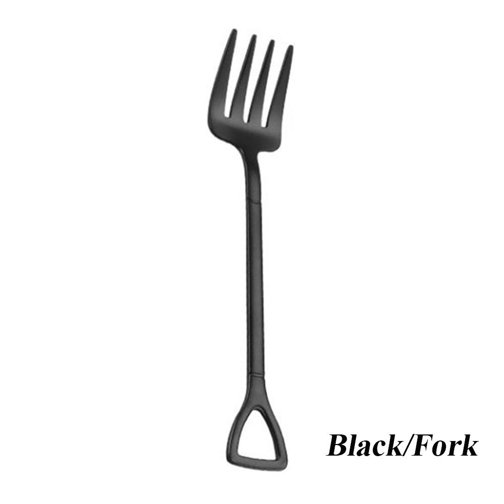 New Long Handle Kitchen Ice Cream Stainless Steel Spoon Fork Shovel Shape