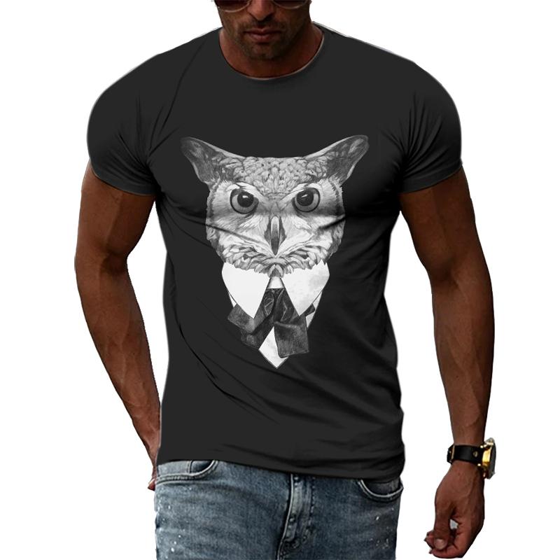 Летние модные мужские футболки с забавным животным и собакой, 3D трендовые индивидуальные повседневные черные футболки с принтом, топ в стиле Харадзюку с круглым вырезом в стиле хип-хоп