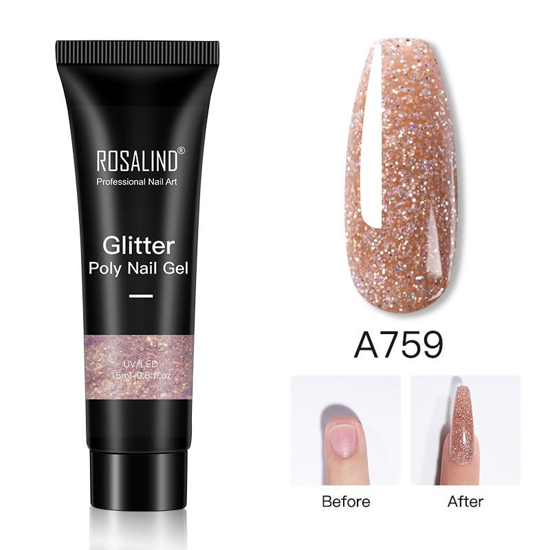 ROSALIND 15 мл блестящий УФ-гель для наращивания ногтей лак для ногтей быстрое наращивание полигель для ногтей для дизайна ногтей