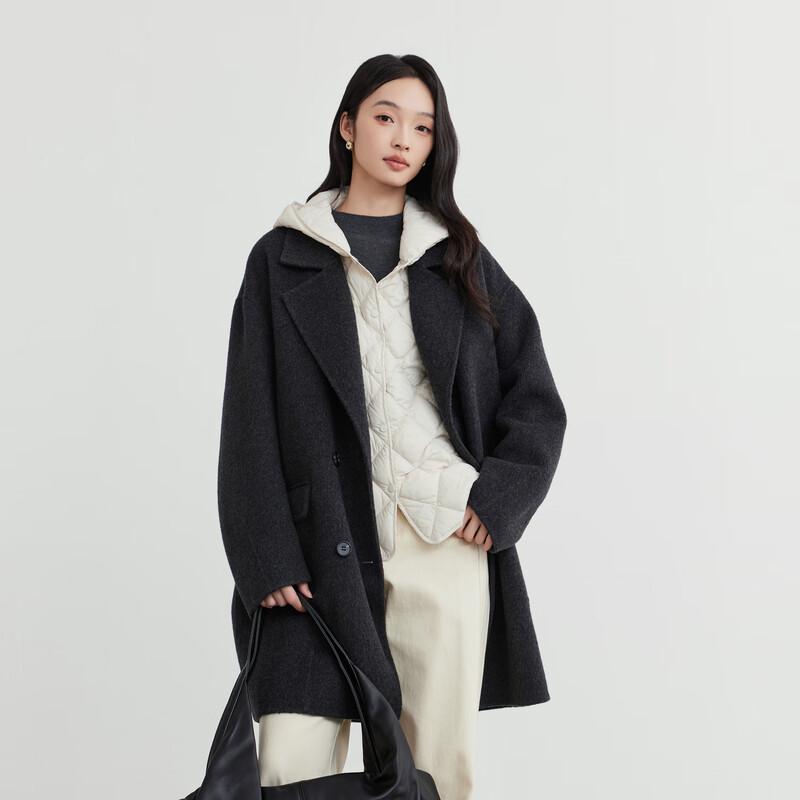 Elva' Island Women's Winter Mid-Length Wool Double-Faced Coat