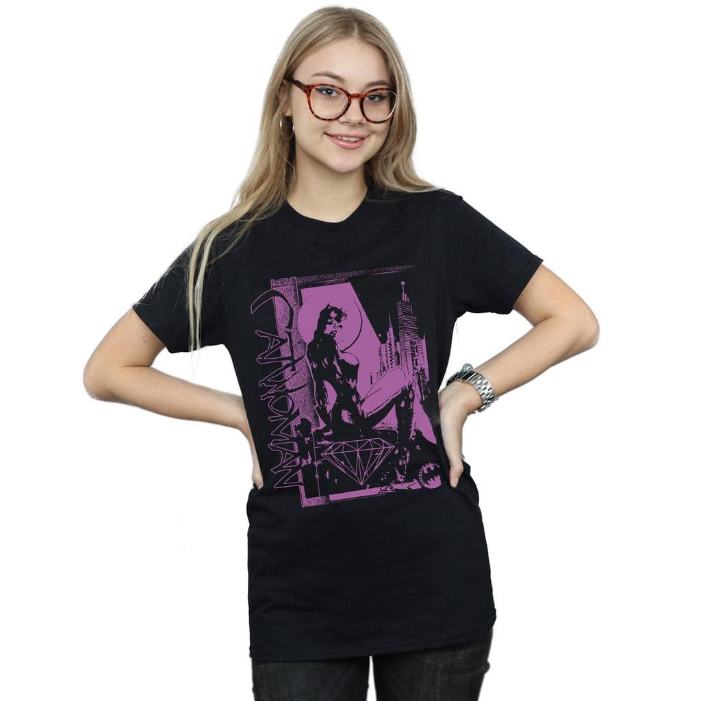 DC Comics Womens/Ladies Justice League Catwoman Vote For Batman Cotton Boyfriend T-Shirt