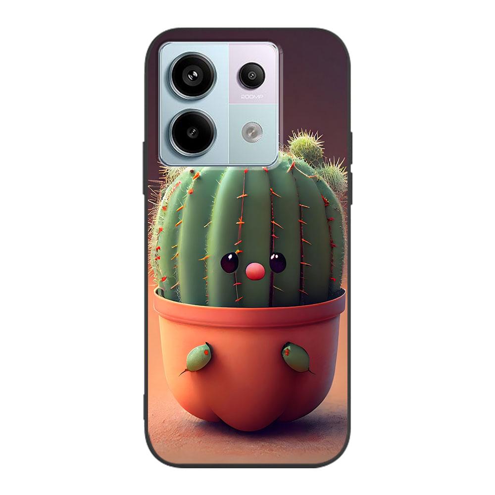 Plant Cactus Case for Xiaomi Redmi 10 10C 9C 9A 9i 9 Prime 9T 12 12C 10A K40 Pro Black Soft TPU Mobile Phone Bag Cover