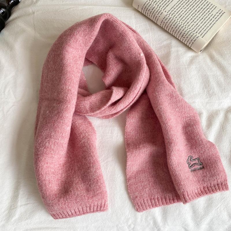 Red Embroidered Wool Scarf Female Rabbit Festive Autumn and Winter Versatile Imitation Cashmere Knitted Shawl