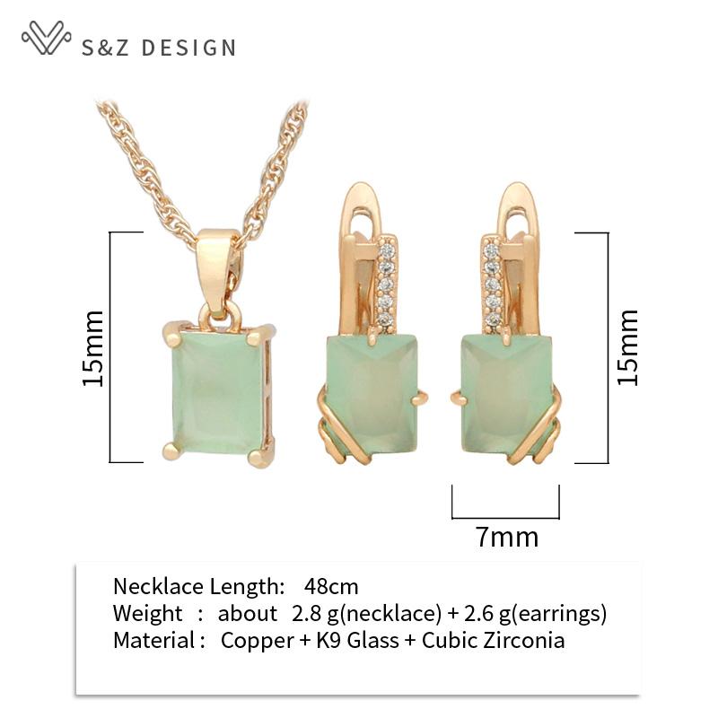 Модные элегантные серьги цвета шампанского, золотого цвета, прямоугольные серьги-капли с кристаллами, комплекты ювелирных изделий для женщин, свадебное ожерелье с подвеской из циркония