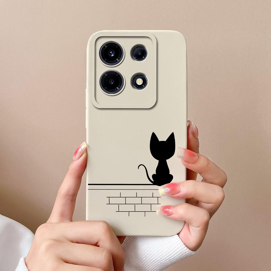 Phone Case For Infinix Smart 7 Plus Note 30 4G 5G Hot 30 Itel S23+ P40+ Tecno Spark 10 Pro Cover Cute Cat Matte Soft Liquid Silicone Shockproof Bumper
