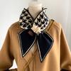 New Korean Version of Houndstooth Knitted Wool Student Style Scarf Fashionable Decoration Double-sided Thickened Scarf Neck Fen