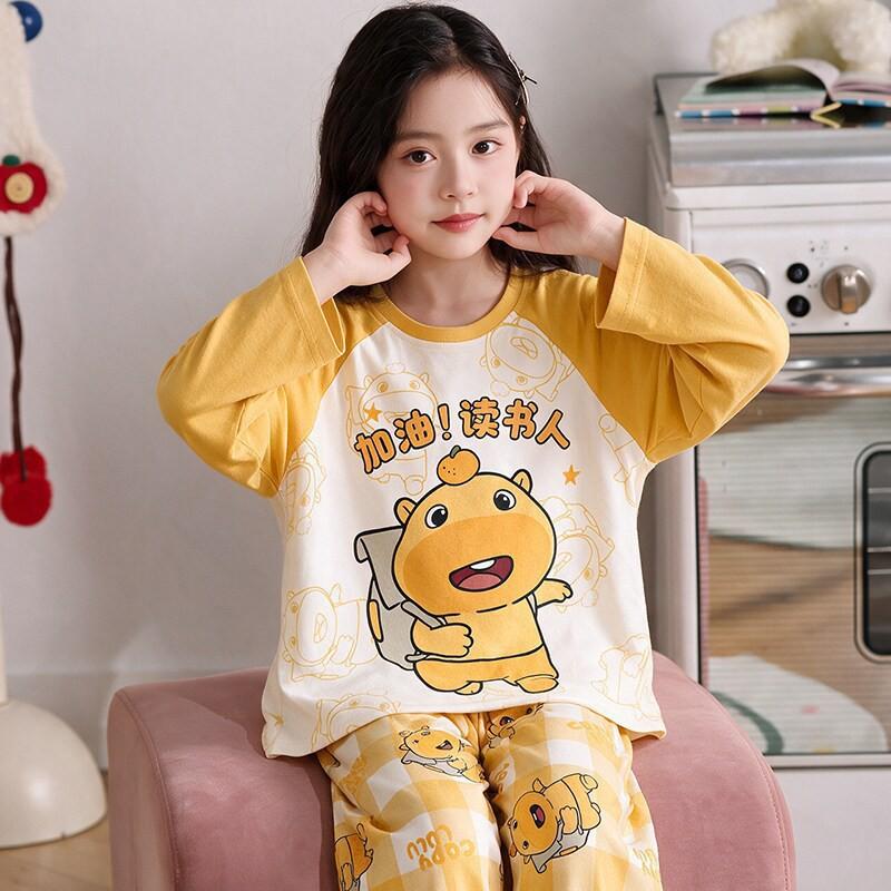 Girls Cotton Pajama Set With Cartoon Print Long Sleeve Top Pants Ages 8 Winter Sleepwear