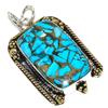 Двухцветный кулон из стерлингового серебра 925 пробы с натуральным медным бирюзовым камнем 1,97 дюйма Z6s03