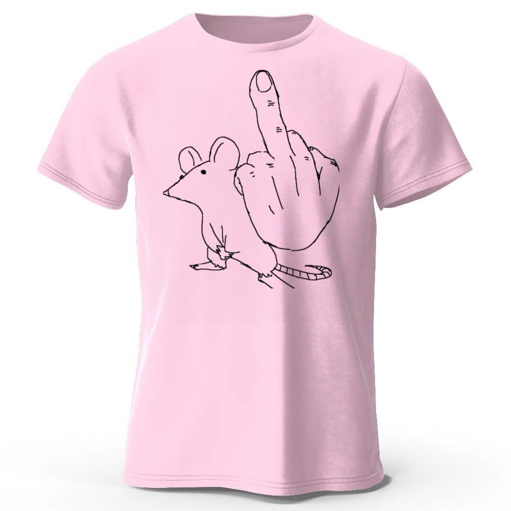Funny Middle Finger Mouse Pure Cotton Tshirt for Mens Fitness Loose and Breathable Short Sleeved Tshirt Casual Round Neck Top