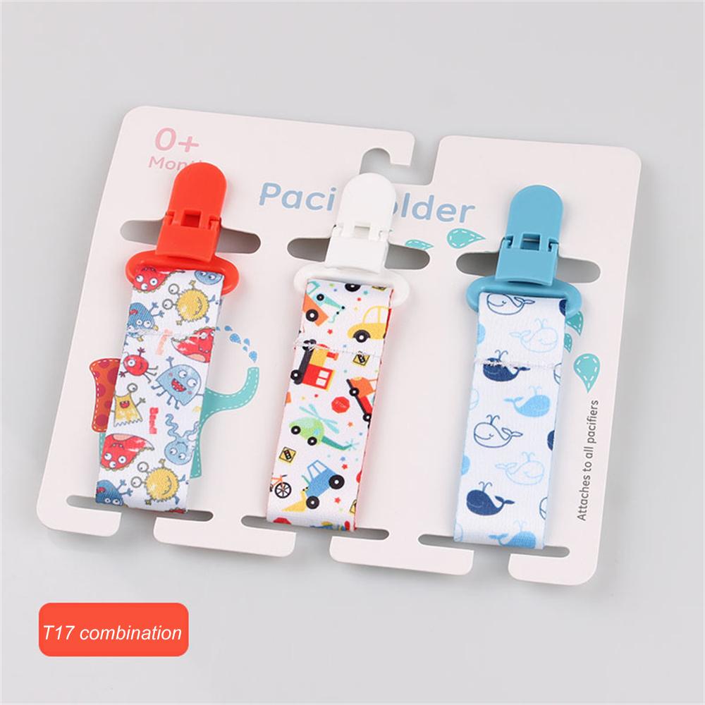 3Pcs/Pack Fixed Button Baby Pacifier Clips Chains Ribbon Dummy Soother Holder Chains Anti-drop Buckle Strap for Pacifier Baby Feeding Gift