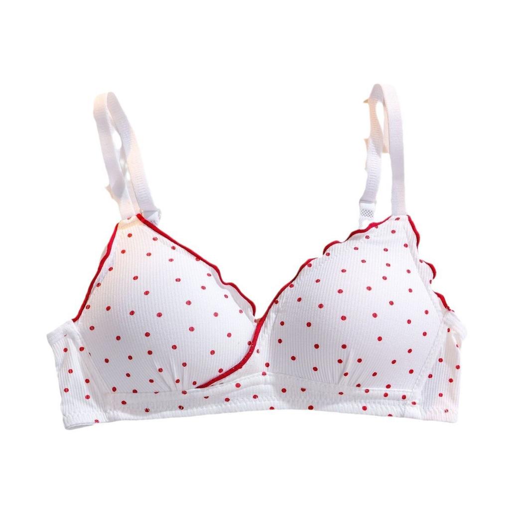 Women's Wireless Student High School Bra with Sweet Heart-Shaped Pads Push Up for Small Bust Comfortable Triangle Cup Underwear