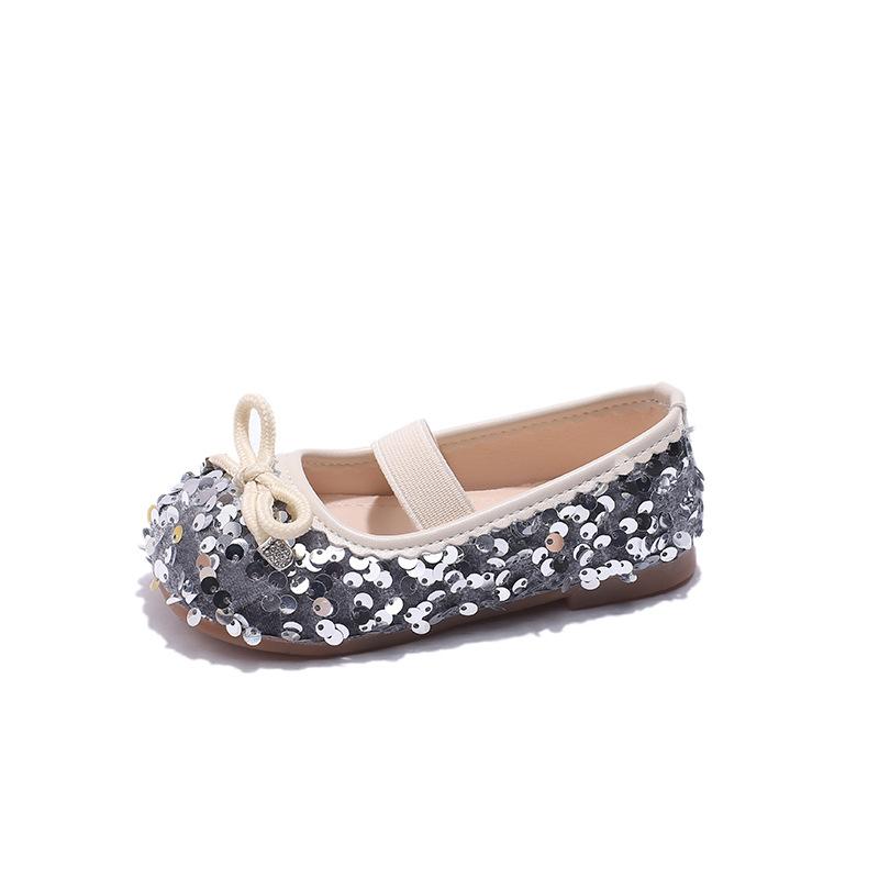 2026Spring and Autumn New Style Children's Girls' Leather Shoes Princess Shoes Fashionable Sequin Leather Shoes Children's Dance Shoes