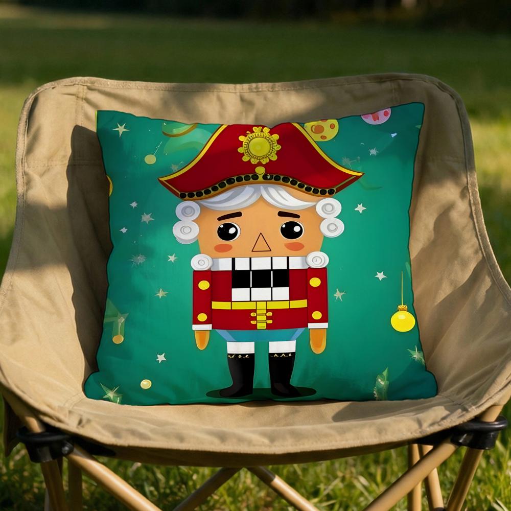 Figure NNutcracker Doll Cushion Cover Soft Reversible  Durable Pillow Cover  MultiScene Use for Home  Car Daily Comfort