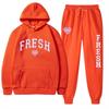 Womens Graphic Print Fleece Hoodie Tracksuit Casual Sportswear Set