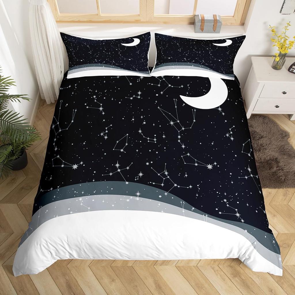 Комплект постельного белья Sparkling Stars, пододеяльник Galaxy, созвездие Astrology, зодиакальный знак Nebula, розовый гороскоп, пододеяльник