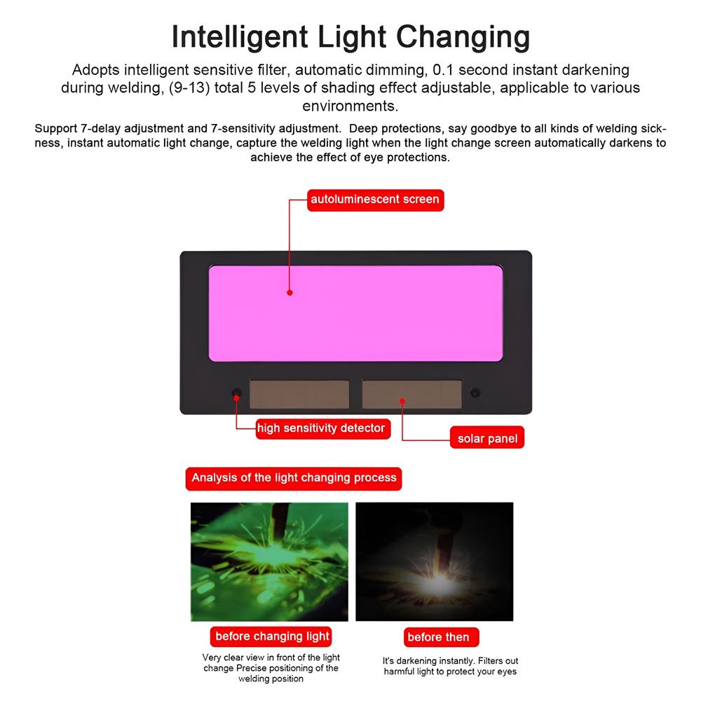 PP Welding Facemask Auto Dimming Welding Helmet Cap Professional Large View Welding Head Mounted Face Protective for Industrial