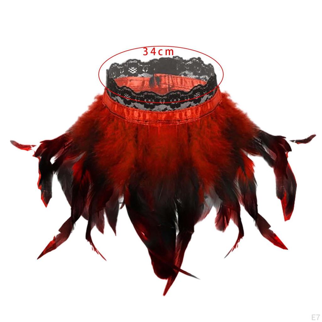 Черная накидка-кейп с искусственными перьями, ожерелье-чокер для Хэллоуина, болеро для сценического выступления