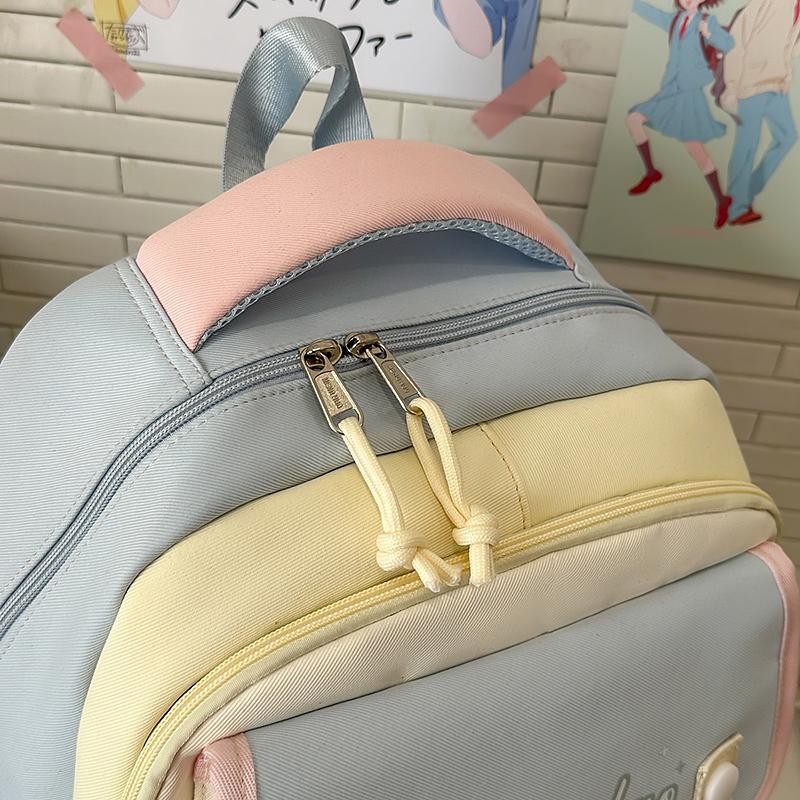 Рюкзак для ученика средней школы, женский рюкзак для компьютера с цветными блоками, большой вместимости, для книг