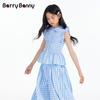 Синие клетчатые широкие повседневные брюки для девочек BARRY BANNY