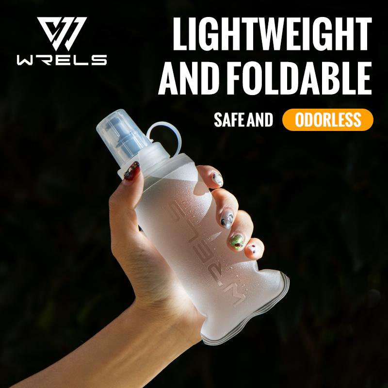 WRELS Running Water Bottle Soft Flask Folding Collapsible Water Bottle TPU BPA-Free Camping Hiking Travel Folding Water Bottle
