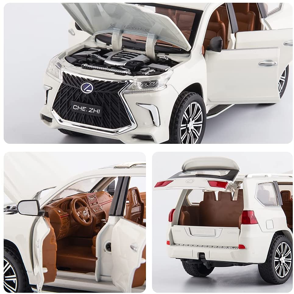 Lexus 570 Off-Road в масштабе 1/24, модель роскошного внедорожника, игрушечный автомобиль из цинкового сплава со звуком и светом для детей, подарок для мальчиков и девочек