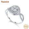 Tancise Women Classic 925 Sterling Silver Zircon Ring Ladies Jewelry Wedding Promise Party Gift