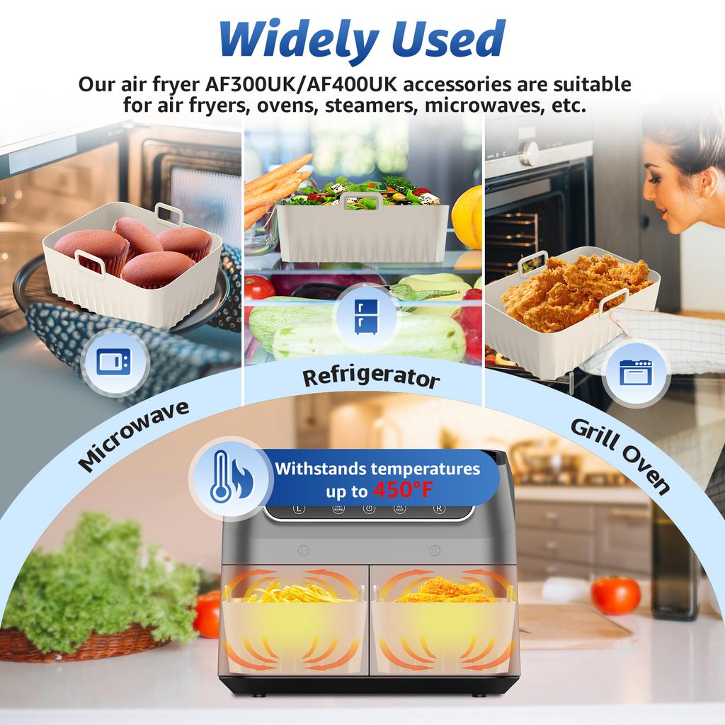 2 шт. Силиконовый вкладыш для аэрофритюрницы с ручкой, многоразовый силиконовый поддон для аэрофритюрницы, прямоугольный силиконовый горшок для аэрофритюрницы, термостойкий воздух