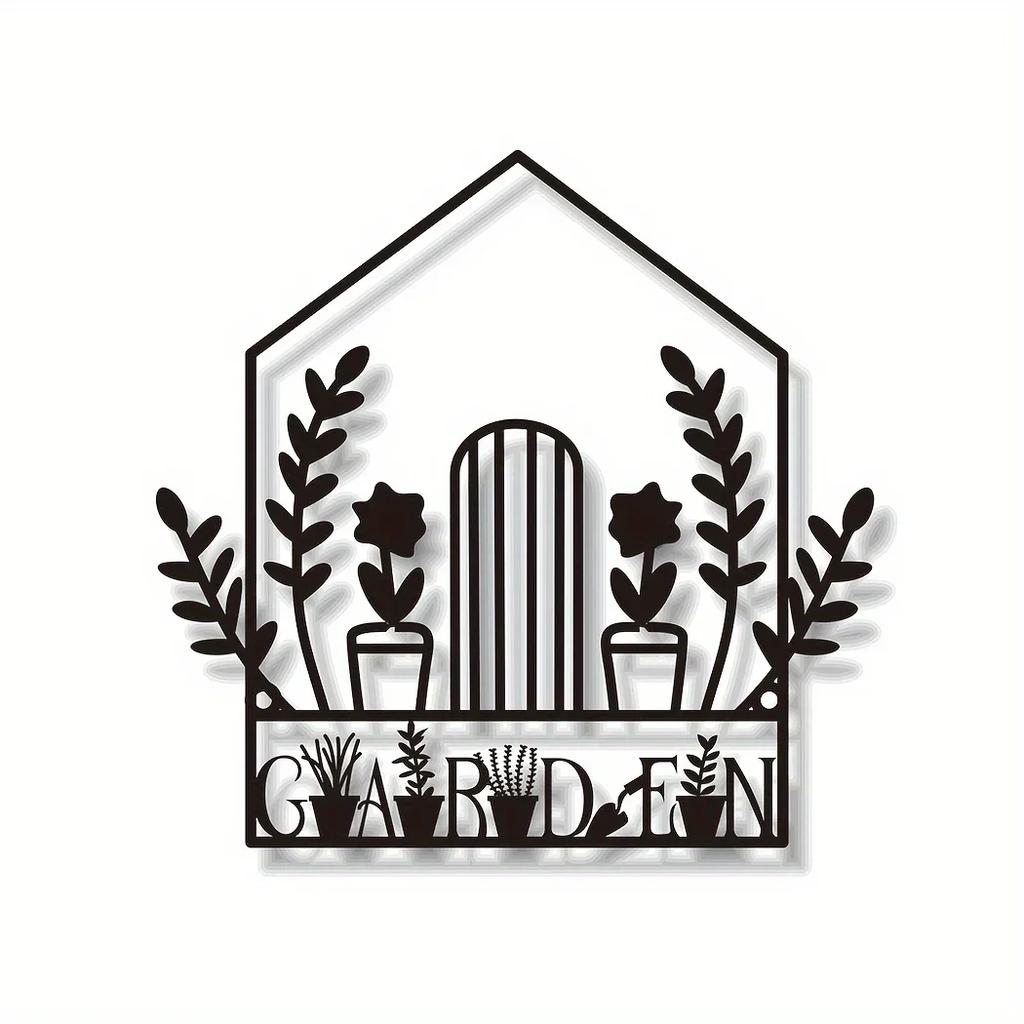 Stylish 1pc Metal Garden Sign - Wall Art for Gardens. Aesthetic Yard and Greenhouse Decor, Ideal Outdoor Ornament with a Garden