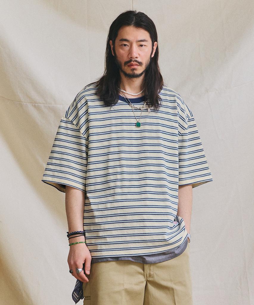 RUGGED HOUSE Футболка-лонгслив с текстурированной полоской All Day Ringer Tee Цвет: Слоновая кость