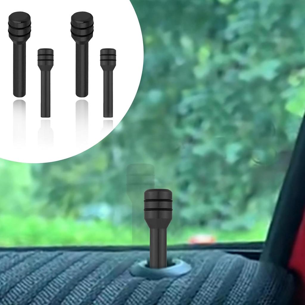 1 Pack 4 Pcs Car Door Lock Knob Covers, Aluminum Alloy Security Column, Interior Pull Pins Universal for Most Vehicles (Black)