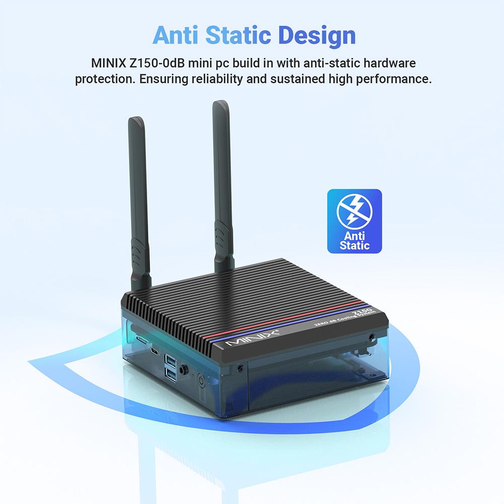MINIX Z150-0dB Fanless Mini PC, Intel N150 4 Cores Max 3.6GHz, 16GB RAM 512GB SSD, 2*HDMI 4K@60Hz Dual Screen Display, WiFi 6 Bluetooth 5.2