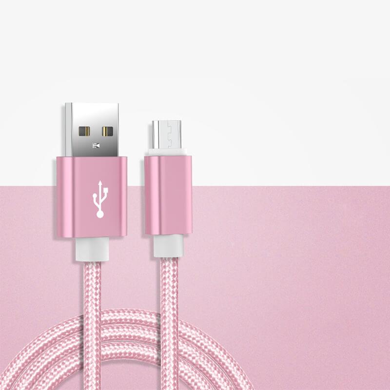 USB-зарядка Нейлоновый плетеный кабель для передачи данных Android-телефона Быстрая зарядка 2А Черный Синий Розовый Красный Серебристый Золотой 1м 2м