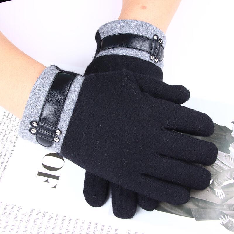 Hengyuanxiang Men's Wool Plush-Lined Touchscreen Gloves