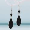 1 Pair Fashionable & Versatile Black Teardrop Dangle Earrings, Suitable For Women's Daily Outfits And Party Accessories