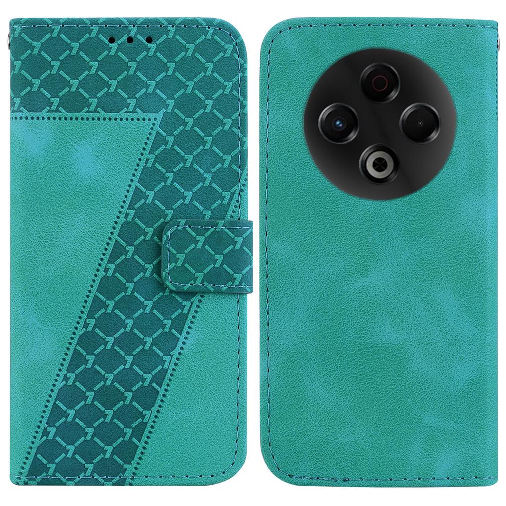 For TECNO Spark 30 4G Stand Case 7-Shaped Pattern Imprint Leather Phone Cover with Strap