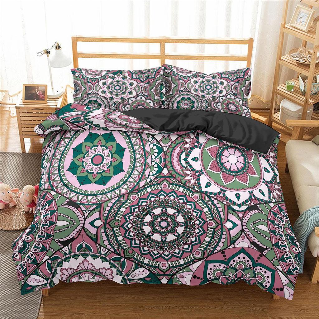 Mandala Duvet Cover Set Purple Gradient Mandala Culture Print Twin Bedding Set For Teens Microfiber Queen King Size Quilt Cover