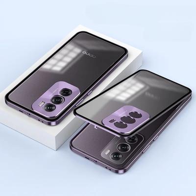 Ударопрочный чехол для телефона OPPO Reno 12 Pro, алюминиевый сплав, металлический каркас, матовая прозрачная акриловая задняя крышка для Reno 12Pro