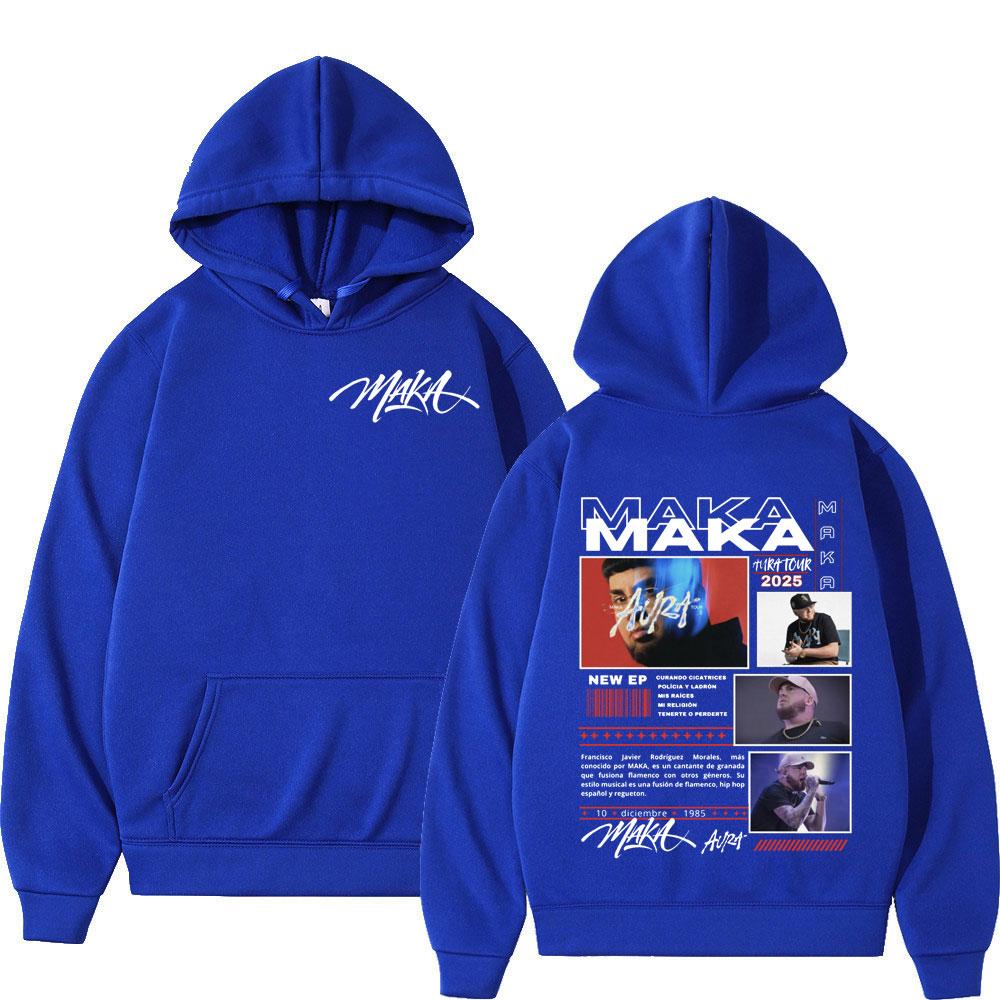 Хип-хоп исполнитель Maka Aura Товар с тура Худи Мужские Женские Мода Хип-хоп Толстовки с капюшоном Подарок для фанатов Оверсайз Пуловеры Уличная мода
