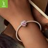 Magic Pink Love Diy Bracelet Beaded, French Retro Style S925 Sterling Silver Beads Loose Beads