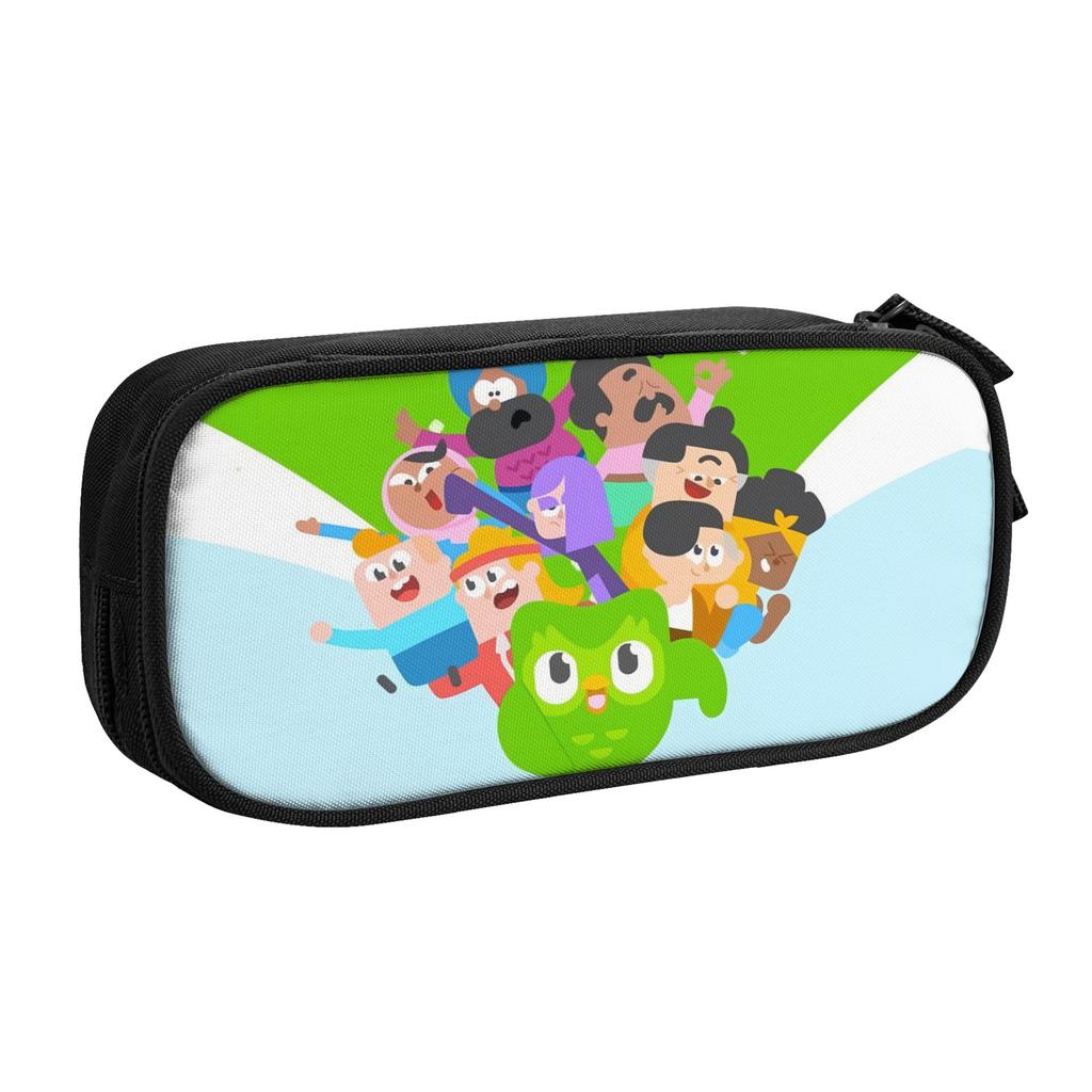 Cute Cartoon Duolingos Educational Parrot School Pencil Cases Girl Boy Big Capacity Pencil Pouch Students Stationery