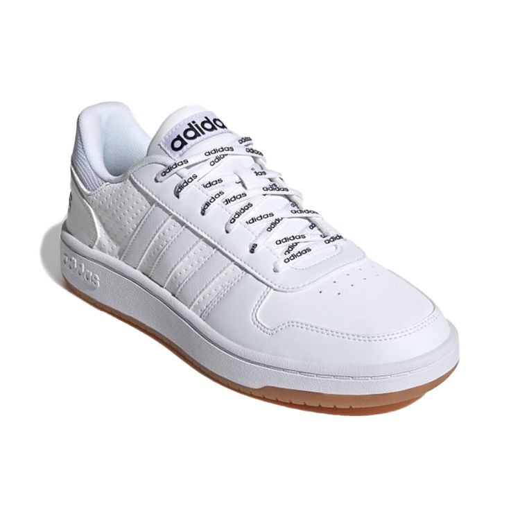 Adidas Neo Hoops 2.0 Synthetic Leather Retro Slip-Resistant Shock-Absorbing Durable Lightweight Low-Top Skate Shoes Unisex Sneakers White Blue FY8630