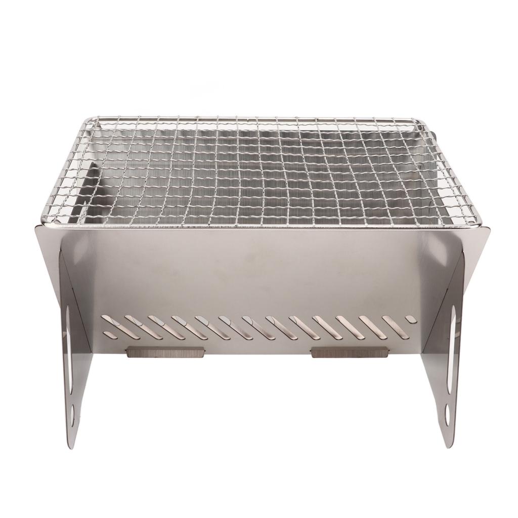 Folding BBQ Grill Heat Resistant Stainless Steel Collapsible Charcoal Grill Camping Grill with Ventilation Holes