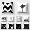 Simple Black and White Deer Head Geometric Pattern Cushion Cover Home Living Room Sofa Decoration Pillow Pillow Cover 45*45cm