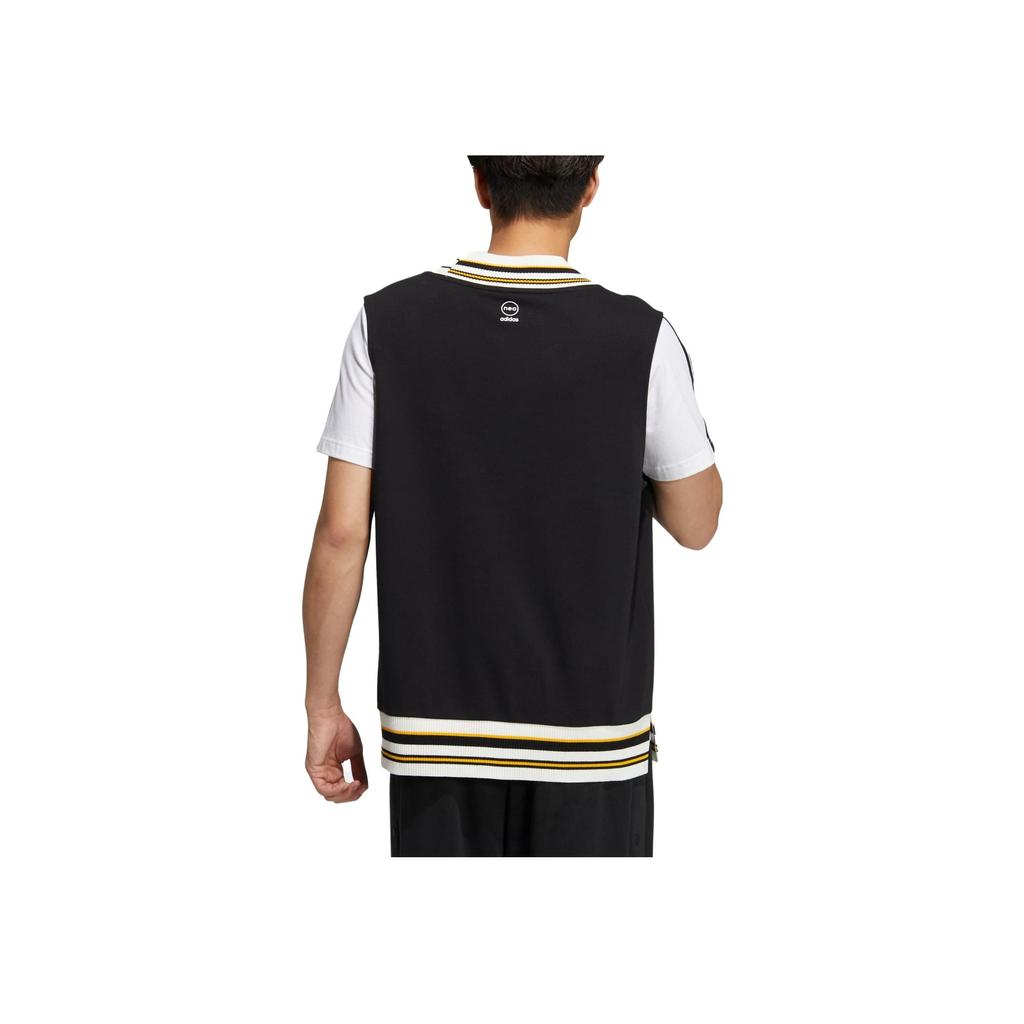 Adidas Striped Sports Knit Vest Unisex Outerwear Black IJ6608