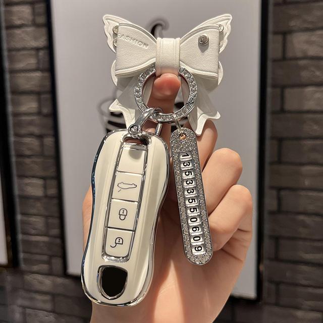 Чехол для ключей из ТПУ с 3 кнопками, брелок для Porsche Panamera Cayenne 971 911 9YA Macan Boxster, автомобильные аксессуары